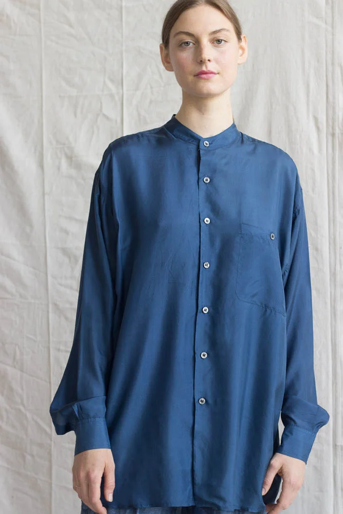 トップス ~ 80s Stand Collar Silk Shirt 80s Stand Collar Silk Shirt